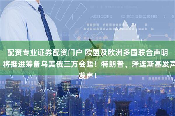 配资专业证券配资门户 欧盟及欧洲多国联合声明：将推进筹备乌美俄三方会晤！特朗普、泽连斯基发声！
